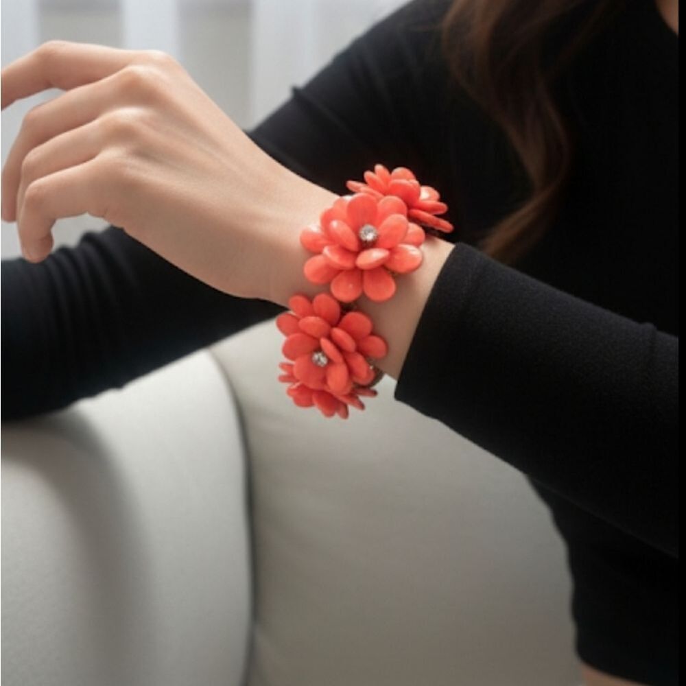 J. Crew Coral Floral Burst Bracelet